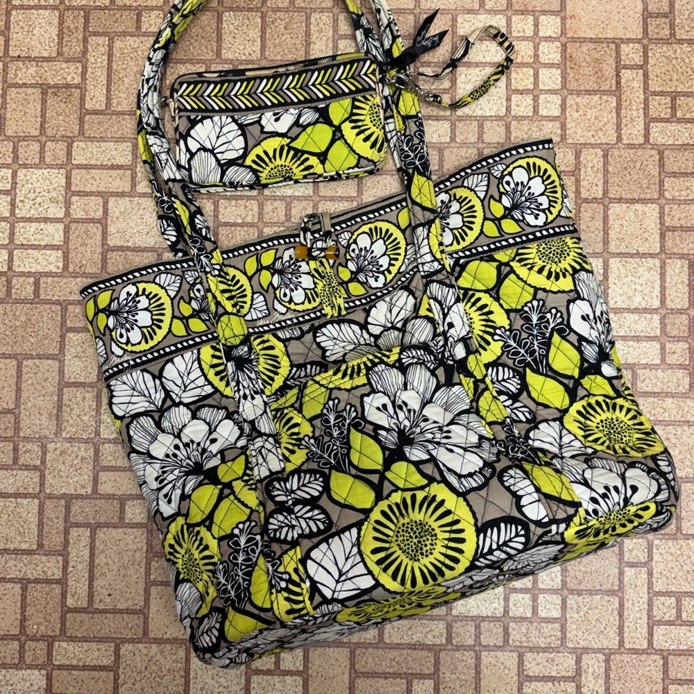 Vera Bradley Yellow and Black Floral Tote